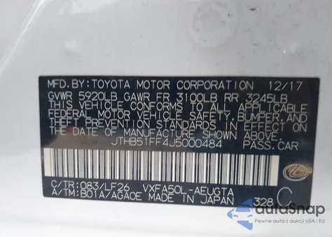 2018 Lexus Ls 500 F Sport from USA, damaged, VIN JTHB51FF4J5000484